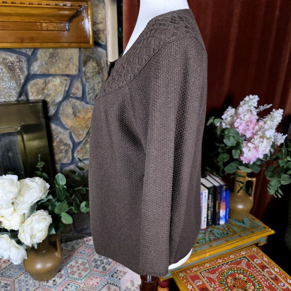 Croft & Barrow Cabincore Cable Knit Neutral Sweater Lagenlook‎ 100% Cotton Large - Picture 5 of 14